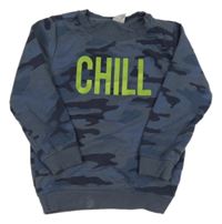 Šedo-modrá army mikina s nápisem Kiki&Koko