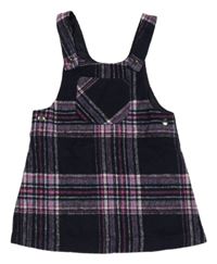 Tmavomodro-barevné kostkované vlněné šaty Nutmeg