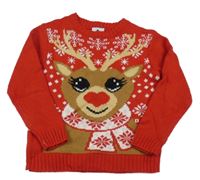 Červený sveter so sobom