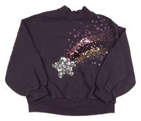 Fialová mikina s kometou z flitrů Next 