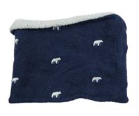 Tmavomodrý pletený zateplený nákrčník s medvídky 