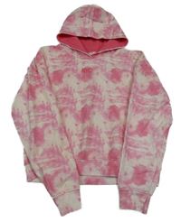 Ružovo-biela batikovaná crop mikina s kapucňou Yigga