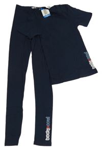 Nové - 2set - Tmavomodré spodní tričko + legíny s nápisem Alive