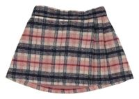 Tmavomodro-růžřovo-biela kockovaná vlnená sukňa F&F