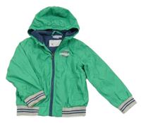 Zelená šušťáková jarná bunda s nápisom a kapucňou Impidimpi