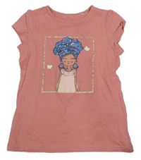 Světlerůžové tričko s holčičkou C&A