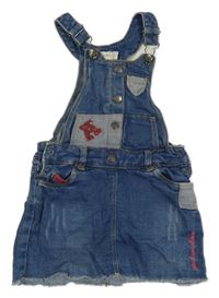 Modré rifľové na traké šaty s nášivkami Orchestra