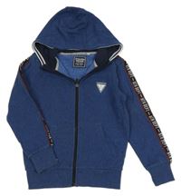 Tmavomodrá melírovaná prepínaci mikina s logom a kapucňou C&A