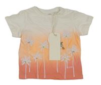 Nové - Bílo-oranžové tričko s palmami S. Oliver