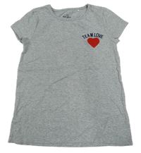 Sivé melírované tričko so srdiečkom Topolino