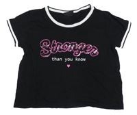 Čierne crop tričko s nápisom Page One Young