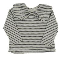 Bielo-tmavomodré pruhované tričko s golierikom Next