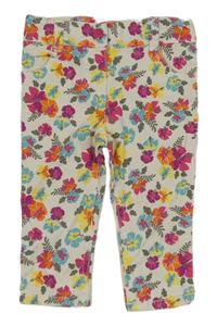 Smotanové kvetované nohavice Topomini
