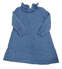 Modré rifľové šaty so srdiečkami a volánikmi M&S