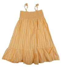 Oranžové pruhované plátenné žabičkové šaty H&M