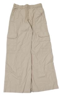 Béžové plátenné wide leg cargo nohavice H&M