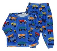 Modré plyšové pyžama s monster trucky M&S