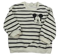 Bílo-černá pruhovaná oversize mikina s Mickey H&M