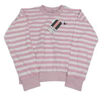 Nové - růžovo-bílé pruhované crop mikinotriko Jack Wills
