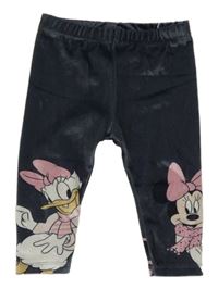Tmavošedé plyšové legíny s Minnie a Daisy