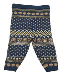 Tmavomodré vzorované kamaše s medvídky a žaludy Ergee