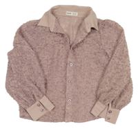 Starofialovo-pudrová blúzka s chlpatymi strapcemi SHEIN