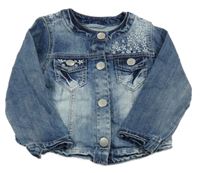 Modro-tmavomodrá riflová bunda s květy Next