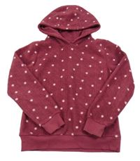 Vínová melírovaná fleecová mikina s hvězdičkami a kapucí YIGGA