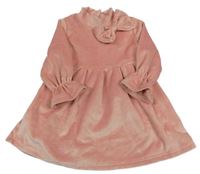 Růžové plyšové šaty s mašlí SHEIN