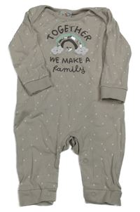 Šedobéžový bodkovaná ý overal s dúhou a nápismi orsolino