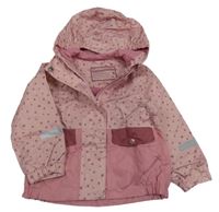 Pudrovo-starorůžová šusťáková jarní bunda s hvězdičkami a kapucí POCOPIANO