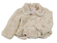 Pudrová chlpatá podšitá bunda s golierikom YD