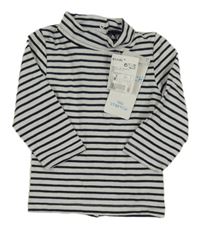 Nové - bílo-tmavomodrý pruhovaný rolák KIABI