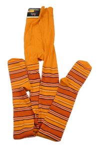 Nové - oranžovo-tmavooranžovo-pruhované pančuchy CRONERT