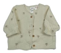 Smetanový žebrovaný vyteplený kabátek s koalami H&M