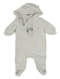 Biela vzorovaná zateplená kombinéza s Pú a kapucňou s uškami C&A