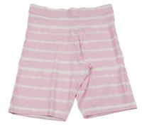 Ružovo-biele pruhované/batikované legínové kraťasy PRIMARK