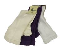 Nové - 3x - Teplé punčocháče - Smetanové, lilkové, bílé