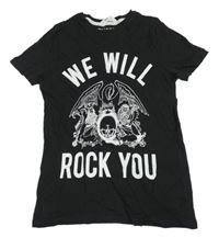 Čierne tričko s potlačou a nápismi H&M