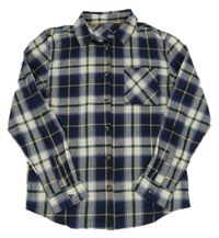 Tmavomodro-smetanovo-safírovo-tmavozeleno-okrová kostkovaná košile PRIMARK