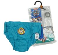 Nové - 3x - Slipy s PAW PATROL - Tyrkysové, šedé melírované, jadeitové Nutmeg