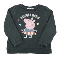 Čiernošedá mikina s Peppa Pig a flitrami H&M
