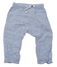 Modro-biele pruhované melírované ľanové turecké nohavice H&M