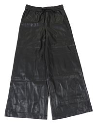 Čierne wide leg koženkové nohavice F&F