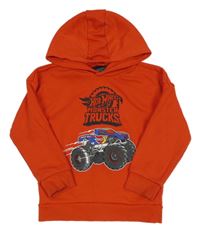 Červená mikina s monster truckem a Hot Wheels a kapucňou PRIMARK