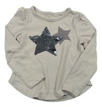 Sivé tričko s hviezdičkami s flitrami Tu