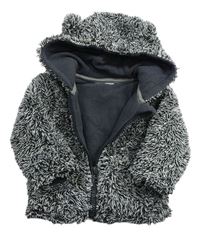 Sivá chlpatá zateplená bunda s kapucňou Topomini