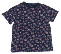 Tmavomodré kvetované tričko Next