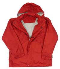 Červená šušťáková funkčná bunda s kapucňou Etirel