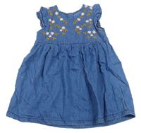 Modré ľahké rifľové šaty s kvietkami Matalan